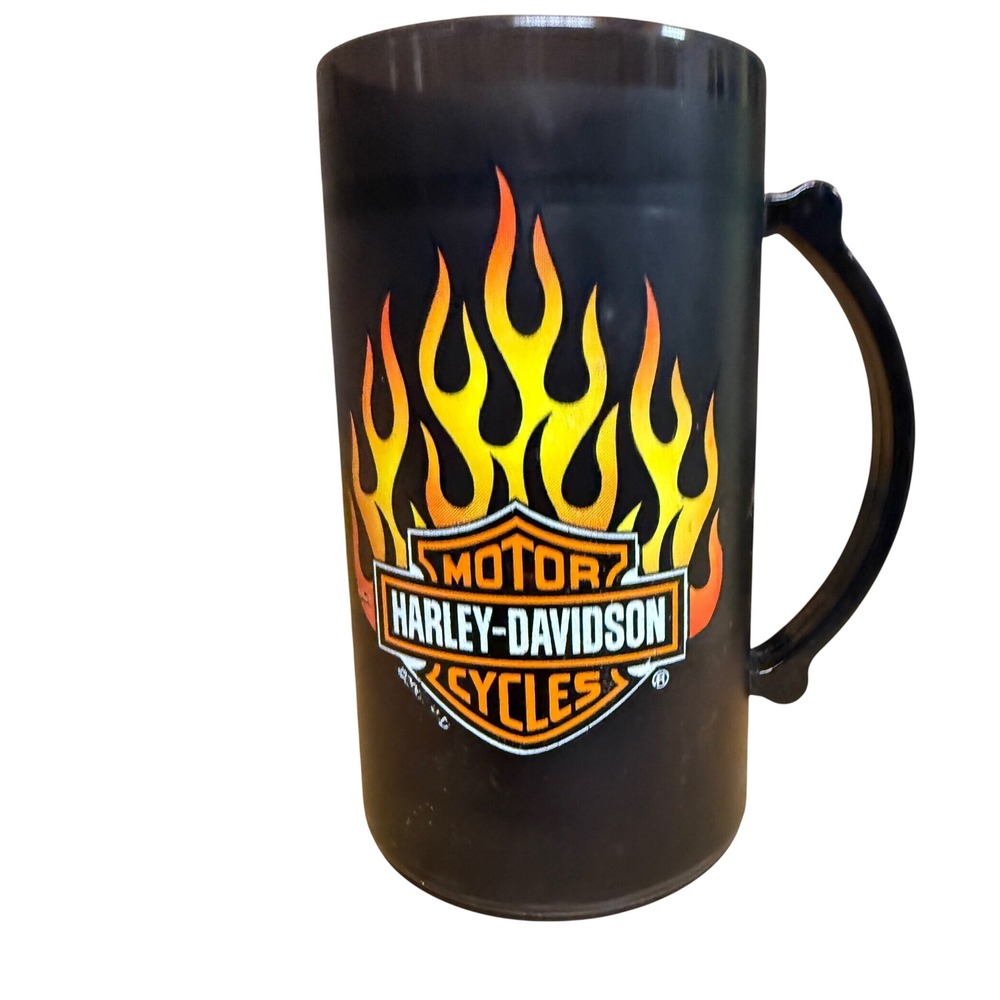 Harley-Davidson 2004 Tall Frosted Plastic Travel Mug‎ Beer Stein Motorcycle Cup